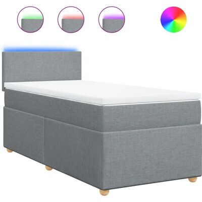 vidaXL Boxspringbett mit Matratze, Hellgrau, 90x190cm vidaXL Boxspringbett mit Matratze, Hellgrau, 90x190cm