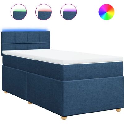 VidaXL Bett - Blau, 90x190cm, mit LED-Beleuchtung, Komfort VidaXL Bett - Blau, 90x190cm, mit LED-Beleuchtung, Komfort
