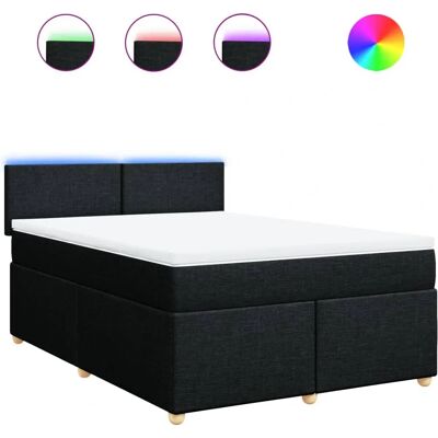 vidaXL Boxspringbett mit LED-Lichtern - 160x200cm - Schwarz - Bett vidaXL Boxspringbett mit LED-Lichtern - 160x200cm - Schwarz - Bett