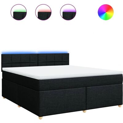vidaXL Boxspringbett mit LED-Licht - 180x200cm - Schwarz - Bett vidaXL Boxspringbett mit LED-Licht - 180x200cm - Schwarz - Bett