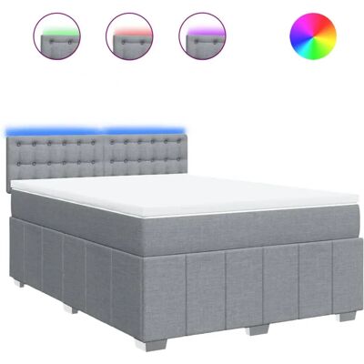 vidaXL Hellgrau 180x200cm Boxspringbett mit Matratze & LED vidaXL Hellgrau 180x200cm Boxspringbett mit Matratze & LED