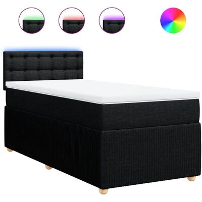 vidaXL Boxspringbett - 90x190 cm - Schwarz - Komfort & Beleuchtung vidaXL Boxspringbett - 90x190 cm - Schwarz - Komfort & Beleuchtung