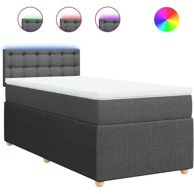 vidaXL Boxspringbett Mit Matratze Stoff Dunkelgrau 100x200 cm - Bett vidaXL Boxspringbett Mit Matratze Stoff Dunkelgrau 100x200 cm - Bett