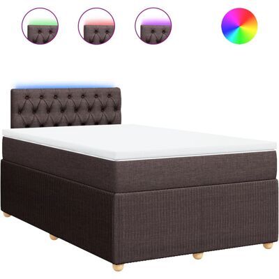 VidaXL Bett - Dunkelbraun - Unterstützend & LED-Beleuchtung - 120x190 cm - Bett VidaXL Bett - Dunkelbraun - Unterstützend & LED-Beleuchtung - 120x190 cm - Bett