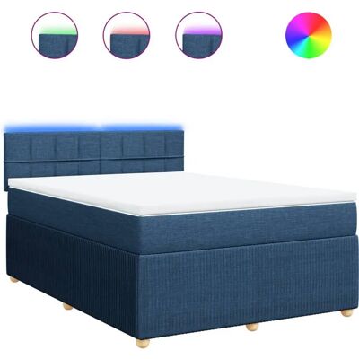 vidaXL Blaues Boxspringbett - Komfort & LED-Beleuchtung vidaXL Blaues Boxspringbett - Komfort & LED-Beleuchtung