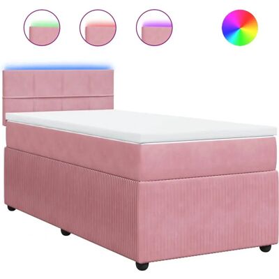 VidaXL Pink Velvet Bett mit LED-Lichtern - Bett VidaXL Pink Velvet Bett mit LED-Lichtern - Bett