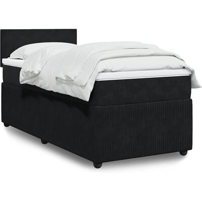 vidaXL Schwarzes Samt-Boxspringbett 100x200cm - Bett vidaXL Schwarzes Samt-Boxspringbett 100x200cm - Bett