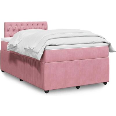 vidaXL Rosa Samtbett mit Boxspring - Bett mit Boxspring und Matratze vidaXL Rosa Samtbett mit Boxspring - Bett mit Boxspring und Matratze