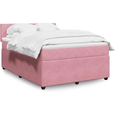 vidaXL Rosa Samt 140x190cm Boxspringbett - Bett vidaXL Rosa Samt 140x190cm Boxspringbett - Bett