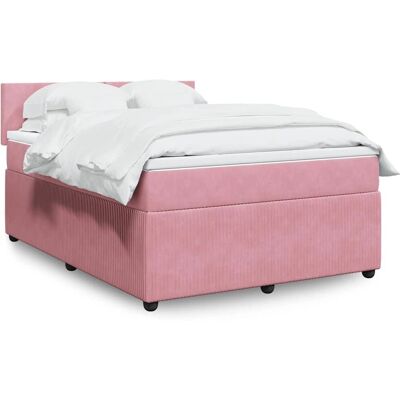vidaXL Rosa Samt 140x200cm Boxspringbett - Komfort & LED vidaXL Rosa Samt 140x200cm Boxspringbett - Komfort & LED