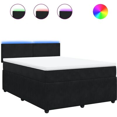 vidaXL Lit box spring avec matelas - Velours noir 160x200cm - Confort & Style - Publicité vidaXL Lit box spring avec matelas - Velours noir 160x200cm - Confort & Style - Publicité