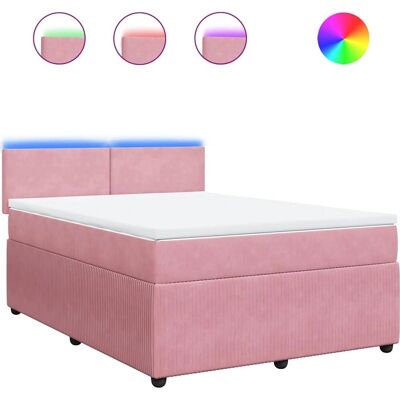 Vidaxl Rosa Samtveldsbett 160x200 cm - Boxspring Vidaxl Rosa Samtveldsbett 160x200 cm - Boxspring