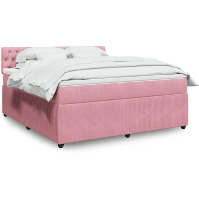 vidaXL Pink Velvet Boxspringbett mit Matratze - Bett vidaXL Pink Velvet Boxspringbett mit Matratze - Bett