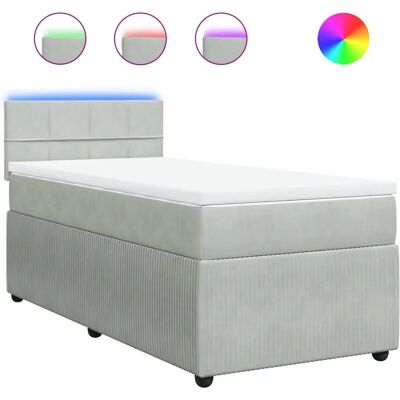 vidaXL Bett - 200x200 cm, Hellgrau - Taschenfederkern & LED-Beleuchtung vidaXL Bett - 200x200 cm, Hellgrau - Taschenfederkern & LED-Beleuchtung