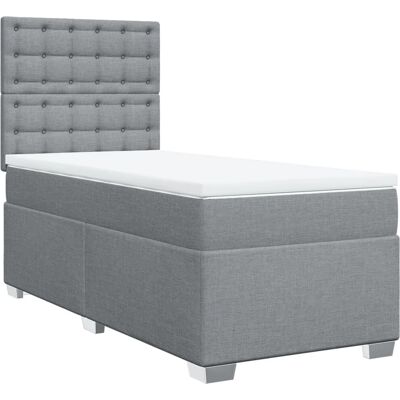 vidaXL 80x200cm Hellgrau Boxspringbett mit Matratze vidaXL 80x200cm Hellgrau Boxspringbett mit Matratze