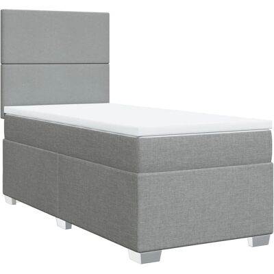 vidaXL Boxspringbett - 90x190cm - Hellgrau - Bett vidaXL Boxspringbett - 90x190cm - Hellgrau - Bett