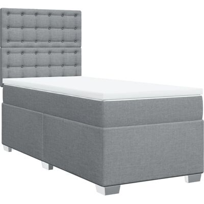 vidaXL Boxspringbett mit Matratze, Stoff Hellgrau 140x200cm Modell: Knöpfe vidaXL Boxspringbett mit Matratze, Stoff Hellgrau 140x200cm Modell: Knöpfe
