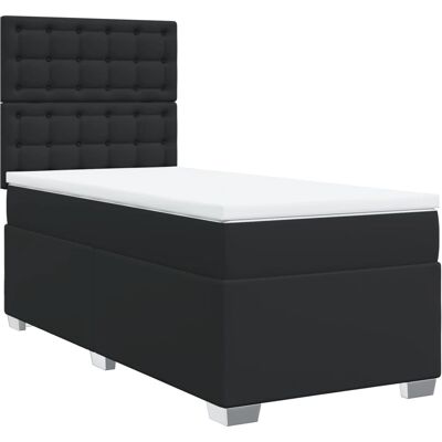 vidaXL Boxspringbett Mit Matratze Kunstleder Farbe: Schwarz Größe: 90 x 190 cm - Bett vidaXL Boxspringbett Mit Matratze Kunstleder Farbe: Schwarz Größe: 90 x 190 cm - Bett