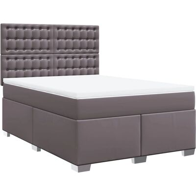 vidaXL Boxspringbett Mit Matratze Kunstleder - Grau 140x190 cm - bed vidaXL Boxspringbett Mit Matratze Kunstleder - Grau 140x190 cm - bed