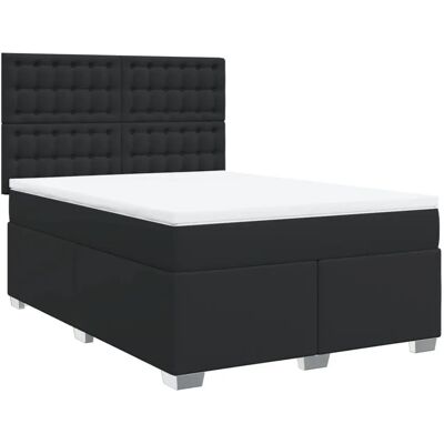 vidaXL Boxspringbett mit Matratze, Kunstleder, Schwarz, 140x200cm vidaXL Boxspringbett mit Matratze, Kunstleder, Schwarz, 140x200cm