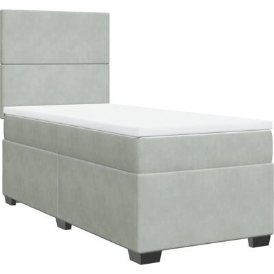 vidaXL Boxspringbett 90x200 cm - Komfort, Höhenverstellbares Kopfteil, Samt Hellgrau vidaXL Boxspringbett 90x200 cm - Komfort, Höhenverstellbares Kopfteil, Samt Hellgrau