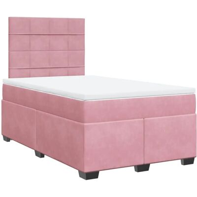 vidaXL Pink Velours Boxspringbett mit Matratze 120x190cm - Bett vidaXL Pink Velours Boxspringbett mit Matratze 120x190cm - Bett
