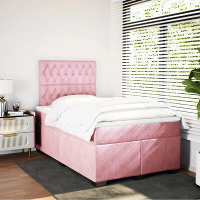 vidaXL Pink Velvet Boxspringbett mit Matratze 120x190cm vidaXL Pink Velvet Boxspringbett mit Matratze 120x190cm
