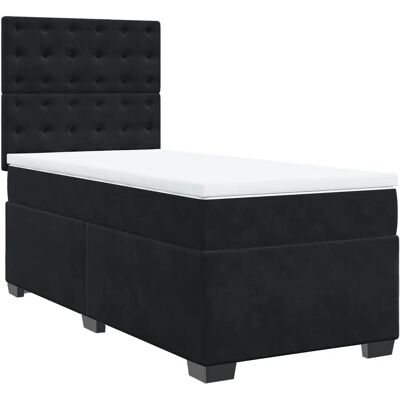 vidaXL Bett mit Matratze - Schwarz, 120x190 cm, Kleines Doppel, Samt vidaXL Bett mit Matratze - Schwarz, 120x190 cm, Kleines Doppel, Samt