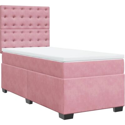 vidaXL Boxspringbett mit Matratze in Pink 120x190 - Bett vidaXL Boxspringbett mit Matratze in Pink 120x190 - Bett