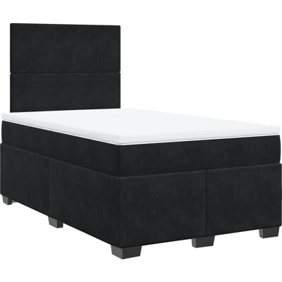 vidaXL Schwarzes Samt-Boxspringbett mit Matratze - Bett vidaXL Schwarzes Samt-Boxspringbett mit Matratze - Bett