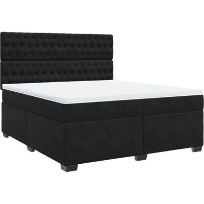 vidaXL Bett mit Matratze - Schwarz, 120x200 cm, Samt vidaXL Bett mit Matratze - Schwarz, 120x200 cm, Samt