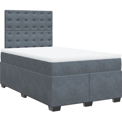 vidaXL Dark Grey Velvet Box Spring Bed with Mattress - Bed vidaXL Dark Grey Velvet Box Spring Bed with Mattress - Bed