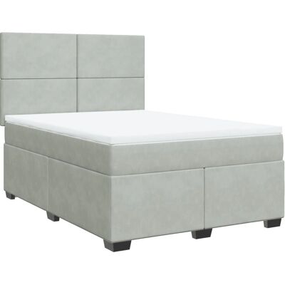 vidaXL Schlich Hellgrau Samt Boxspringbett - Bett vidaXL Schlich Hellgrau Samt Boxspringbett - Bett