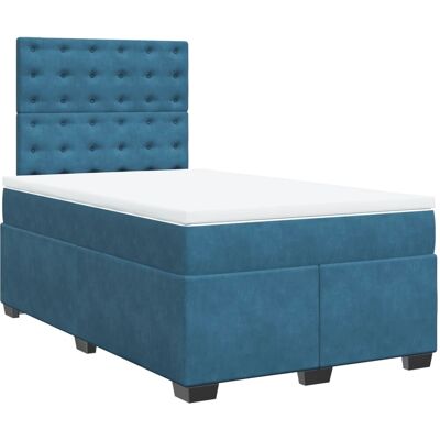 vidaXL 3290922 Blaues Samt-Boxspringbett mit Matratze - bed vidaXL 3290922 Blaues Samt-Boxspringbett mit Matratze - bed