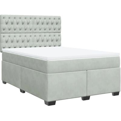 vidaXL Boxspringbett mit Matratze - Hellgrau - Bett vidaXL Boxspringbett mit Matratze - Hellgrau - Bett
