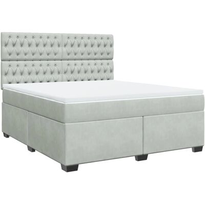 vidaXL Boxspringbett - Knopfhe - Hellgrau - Bett vidaXL Boxspringbett - Knopfhe - Hellgrau - Bett