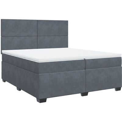 vidaXL Boxspringbett mit Matratze Dunkelgrau 200x200 cm Samt - Bett vidaXL Boxspringbett mit Matratze Dunkelgrau 200x200 cm Samt - Bett