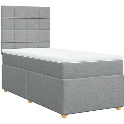 vidaXL Boxspringbett - 80x200cm - Hellgrau - Modell: Block m - Bett vidaXL Boxspringbett - 80x200cm - Hellgrau - Modell: Block m - Bett