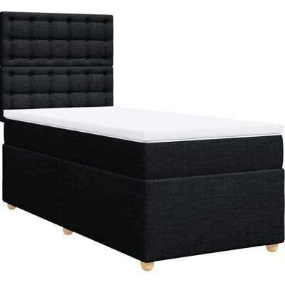 vidaXL Boxspringbett mit Matratze - Schwarz, 80x200 cm, Modell: Knöpfe vidaXL Boxspringbett mit Matratze - Schwarz, 80x200 cm, Modell: Knöpfe