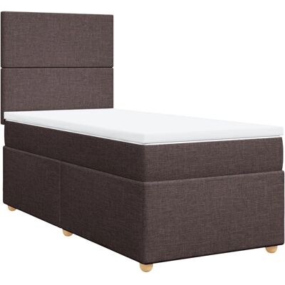 vidaXL Boxspringbett mit Matratze, Stoff, Dunkelbraun - 90x190 cm vidaXL Boxspringbett mit Matratze, Stoff, Dunkelbraun - 90x190 cm