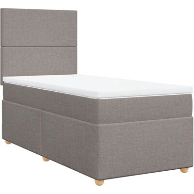 VidaXL Bett - 90x190 cm, Taupe, Verstellbares Kopfteil, Taschenfederkern VidaXL Bett - 90x190 cm, Taupe, Verstellbares Kopfteil, Taschenfederkern