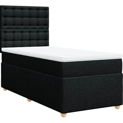 vidaXL Knöpfe Schwarzes Stoffbett 120x190 cm - Bett vidaXL Knöpfe Schwarzes Stoffbett 120x190 cm - Bett