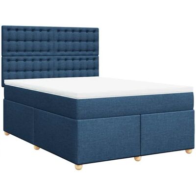 vidaXL Boxspringbett mit Matratze Blau 140x190 cm Stoff Blau - Komfort Support - Höhenverstellbar vidaXL Boxspringbett mit Matratze Blau 140x190 cm Stoff Blau - Komfort Support - Höhenverstellbar