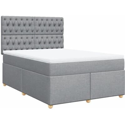 vidaXL Boxspringbett mit Matratze Hellgrau 140x200 cm Modell: Knopfh vidaXL Boxspringbett mit Matratze Hellgrau 140x200 cm Modell: Knopfh