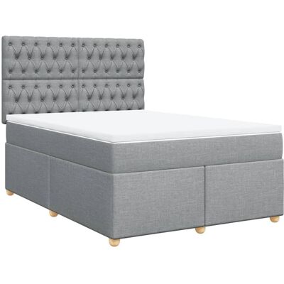vidaXL Boxspringbett mit Matratze Hellgrau 160x200cm vidaXL Boxspringbett mit Matratze Hellgrau 160x200cm