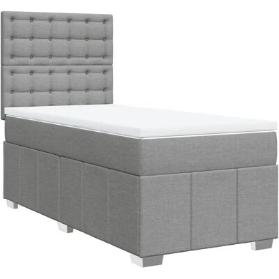 vidaXL Boxspringbett Mit Matratze Hellgrau 90x200 cm - Bett vidaXL Boxspringbett Mit Matratze Hellgrau 90x200 cm - Bett