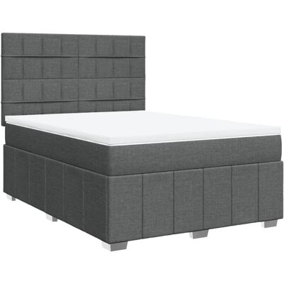 vidaXL Boxspringbett mit Matratze - Dunkelgrau 140x190 cm vidaXL Boxspringbett mit Matratze - Dunkelgrau 140x190 cm