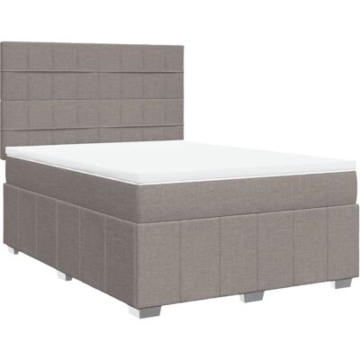 vidaXL Bett mit Höhenverstellbarem Kopfteil - Orthopädische Taschenfederkernmatratze - Taupe vidaXL Bett mit Höhenverstellbarem Kopfteil - Orthopädische Taschenfederkernmatratze - Taupe