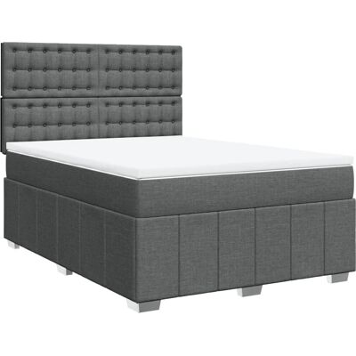 vidaXL Boxspringbett - 160x200cm, Dunkelgrau, Höhenverstellbares Kopfteil - Bett vidaXL Boxspringbett - 160x200cm, Dunkelgrau, Höhenverstellbares Kopfteil - Bett