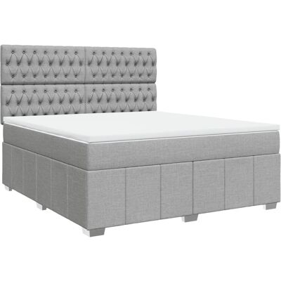 vidaXL Boxspringbett mit Matratze 200x200cm Hellgrau vidaXL Boxspringbett mit Matratze 200x200cm Hellgrau